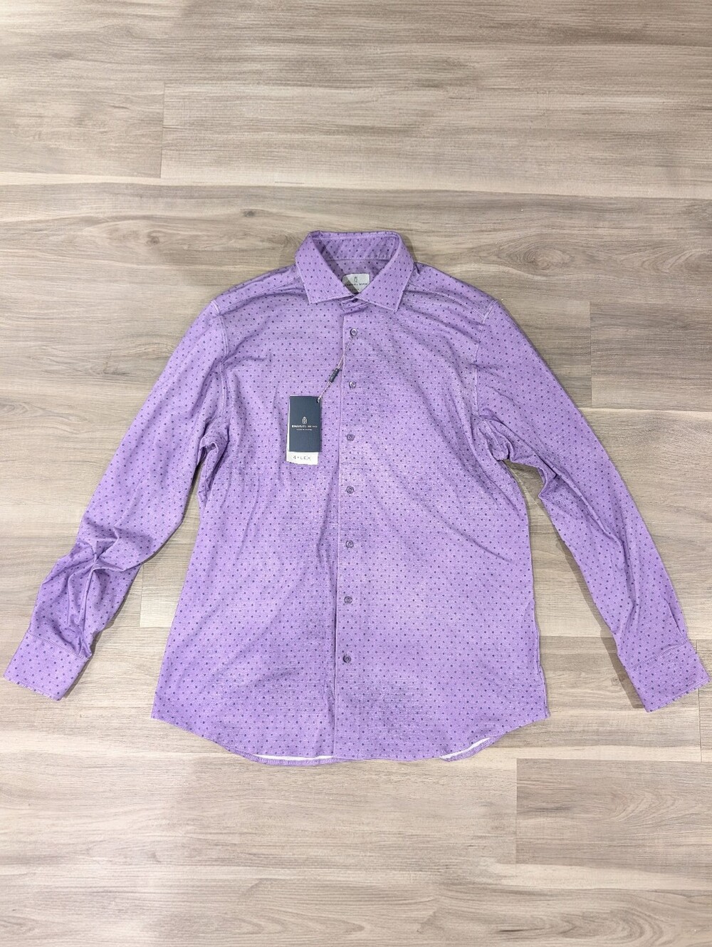 Emanuel Berg | Byron 4Flex Modern Fit Stretch Knit Dress Shirt In Purple Dot